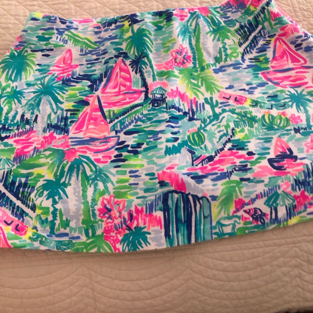 Lilly Pulitzer Neon Pink Blue Green Tropical Print Mini Skort